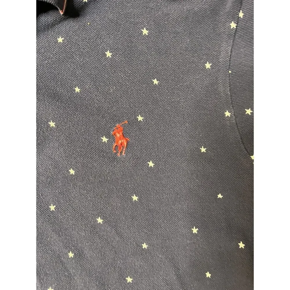 Polo Ralph Lauren Stars Logo POLO SHIRT L Red‎ White Blue Sleeve